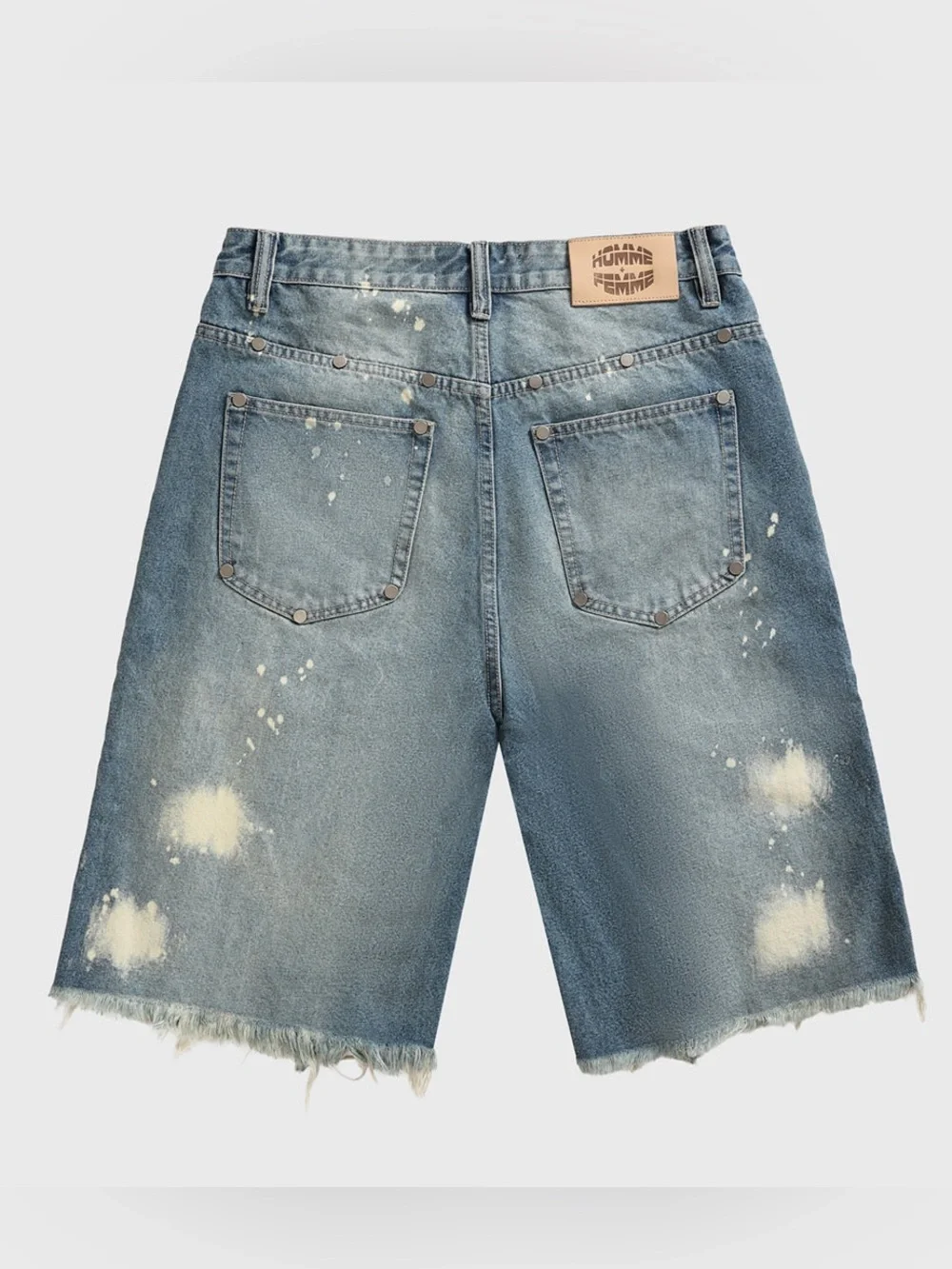 HOMME + FEMME Nomad Studded Denim Shorts